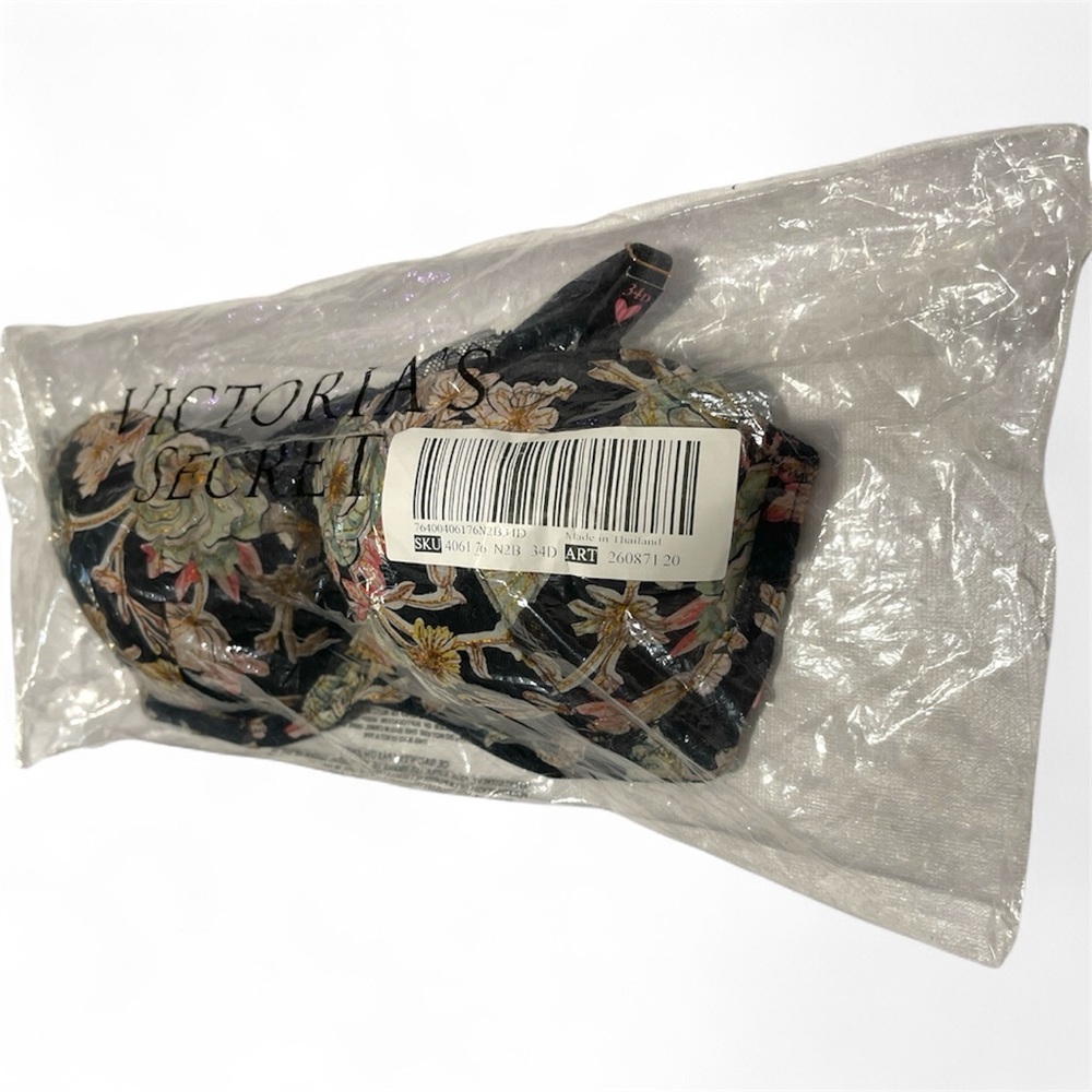 Victoria's Secret Black Bra with Pastel Floral Design - Picture 3 of 3